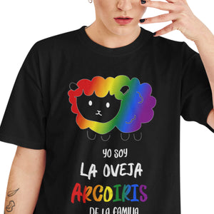 Playera Negra Pride Lgbtq+ oveja arcoiris