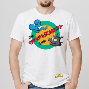 Playera Blanca Estampado Itchy Y Scratchy