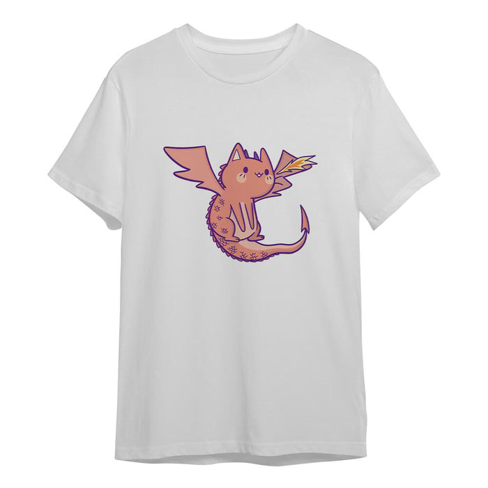 Playera Blanca gato dragoncito