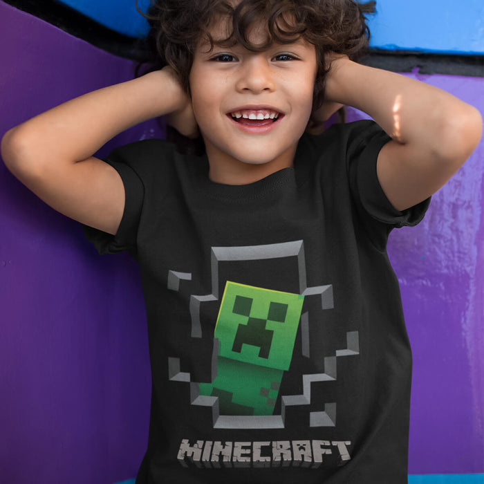Playera Negra Estampado Minecraft infantil