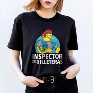 Playera Negra Simpson Inspector de billetera