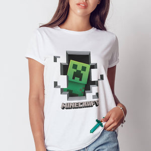 Playera blanca Estampado Minecraft